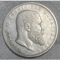 Монета 5 марок 1900 год. Вюртемберг. Германская империя.