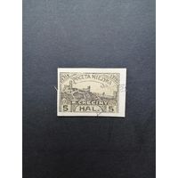 Польша 1919 Марка без перфорации из серии "Checiny" "Виды города: POCZTA MIEJSKA" (гашеная с наклейкой)