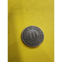 10 пфеннигов 1876 (С). отличная. СМОТРИТЕ ДР. МОИ ЛОТЫ. Большая распродажа!