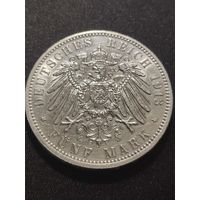 Германская империя. Гамбург. 5 марок 1913г.