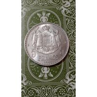 Монако 5 франков 1945 unc