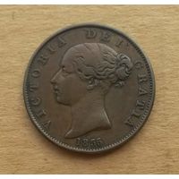 Великобритания, полпенни 1855 г., Виктория (1837-1901)