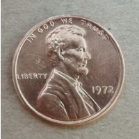 США 1 цент, 1972 г., Цент Линкольна без отметки МД,  KM# 201, ю