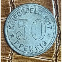 Монета 50 пфеннигов 1917 год. Эссен. Веймарская республика.