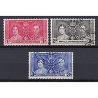 23.BrKS. Великобритания. Колонии.  Сомалиленд. Коронация Георга VI и Елизаветы. 1937 г. Полная серия. Mi.##74-76.