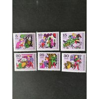 ГДР 1970 Полная серия марок из малого листа "Сказка: братишка и сестричка" (чистый**) марки Mi.1545-1550 каталог 2.50 евро