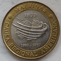 Аргентина 2 песо 2012 год "30 лет войне за Фолкленды". А-2