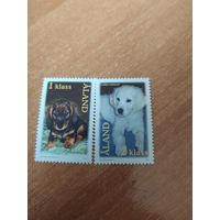 Марки Аландских островов, собаки.