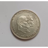 5 крон.1960г 800 пр., Серебряная свадьба.Король Фредерик IX (1947 - 1972).Дания. Тираж 409 858т.
