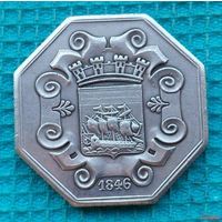Франция 1 франк 1846 года. Мельхиор! Париж. Городской нотгельд. Корабль. Предложи свою цену или обмен!
