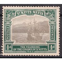 184.BrK. Великобритания. Колонии. Сент Китс и Невис. 300-летие основания колонии. 1923 г.  1/2d. Mi.#52.