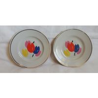 Тарелки десертные "Тюльпаны", МФЗ, СССР, 2 шт