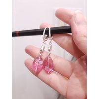 Серьги из муранского стекла со стразами и фианитами в швензах