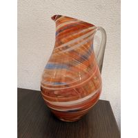 Винтажный кувшин молочник из цветного стекла, гутная техника , СССР