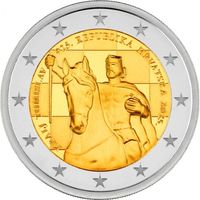 Хорватия 2 евро, 2025 1100 лет Королевству Хорватии и коронации короля Томислава UNC из ролла