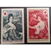 Франция. 1968г. Mi1647-48**. Художник Николя Миньяр. "Весна","Осень".