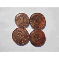 Германия 2 пфеннига 2001 г и другие