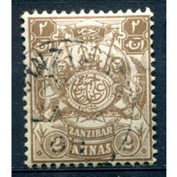 Британские колонии - Султанат Занзибар - 1904г. - герб, 2 А - 1 марка - гашёная [Mi 75]. #4-B5-122-A-1