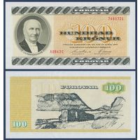 Фарерские острова (Фареры), 100 крон 1994 г, P-21f (AC, пастор Венсеслаус Ульрикус Хаммерсхаим, деревня Чирчубёвур), UNC