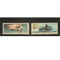 Бразилия-1987(Мих.2214-2215) , **  , Морская  Фауна, Черепахи, Киты (полная серия)