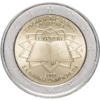 2 евро 2007 Греция 50 лет подписания Римского договора UNC из ролла