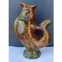 Кувшин в форме рыбы, обливная керамика, СССР