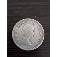 2 1/2 шиллинга,  1955 год,  Елизавета II ЮАР, Серебро. 500 пр.