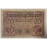 Банкнота 20 марок 1918 год. Германская империя. С рубля без МЦ.