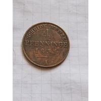 4 пфеннига (1/90 талера) 1851 года в блеске!!!
