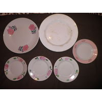 Блюдо Teich Feld Asterblum Польша в составе РИ 19 в.,блюдо Добруш,4 тарелки времён СССР.