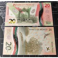 Мексика, 20 песо 2022 г, P-W132 6-2022(5) (CU, полимер, памятная - 200 лет независимости), UNC