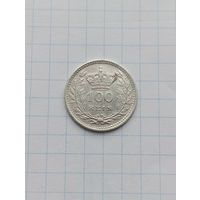Португалия 100 рейс 1910 г. Мануэл II / серебро/