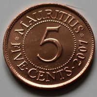 Маврикий 5 центов 2007 год UNC