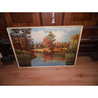 Картина пейзаж,картон/масло,Н/Х.Ср.20-го века.С рубля.