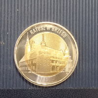 Польша 5 злотых 2025 год ратуша в Бжеге UNC НОВИНКА
