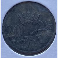 Богемия и Моравия протекторат 20 геллеров 1942 г. В холдере