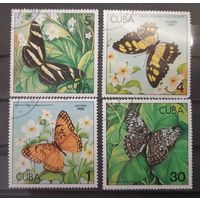Распродажа с 1 рубля! Фауна. Куба. 1982 год. БАБОЧКИ (4 марки из серии)