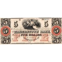 США, 5 $, The Hagerstown Bank, Maryland, 1800'. Не частые!