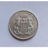 3 марки 1909 г. 900пр., Гамбург. Германия.