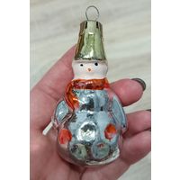 Ёлочная игрушка, стекло, снеговик в шарфе