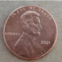 США 1 цент, 2021 Цент Линкольна без отметки мд, KM# 468