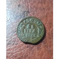 Денга 1743 г. 9 перьев в крыле. Биткин 347 R1