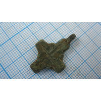 Крестик старинный, нательный. Бронза, литье.