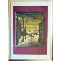 Скрипниченко Г.С. Каталожная работа "Ускраіна", возле Гудогая. 1978г. Бумага, акварель. Размер с рамой 76х105 см.