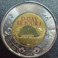 Канада 2 доллара 2019 г. 75 лет высадке союзников в Нормандии (цветная)