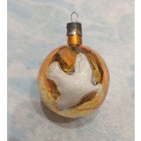 Елочные игрушки, стекло, шар с голубем, рельефная