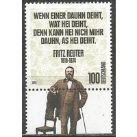 Германия. 200 леn со дня рождения Ф.Рейтера. Писатель. 2010г. Mi#2832.