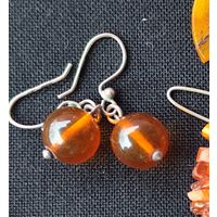 Серьги с янтарем 875 пр