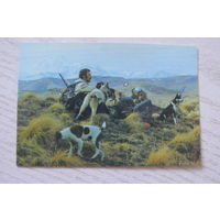 Календарик, 1988, Охотничий привал, изд. Минеральные воды (собаки).