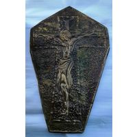 Распятие, старая чеканка на латуни.